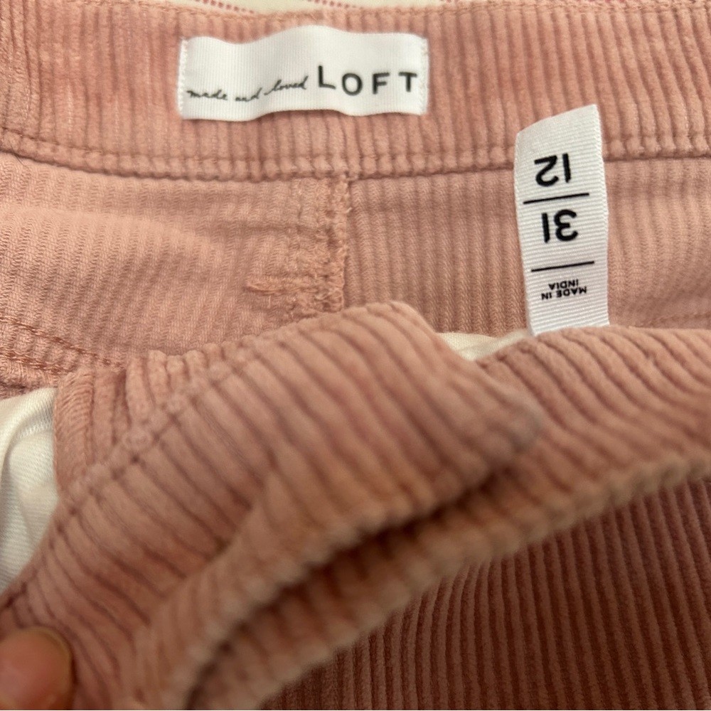 LOFT Women's Pink Corduroy Jeans Sz 12 Raw Hem Like New! - Picture 4 of 12